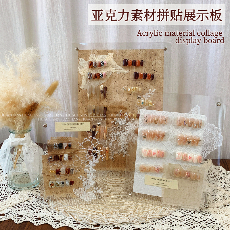 Handmade Nail Art Display Board Acrylic Material Collage Art Color Card Wearable Nail Tips Color Swatch Photo Props New