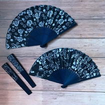 Blue Calico fan folding fan handicraft stage prop fan tourist souvenir
