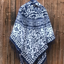 Wuzhen souvenir blue and white porcelain wool large square scarf square warm shawl National Wind scarf for mother gift