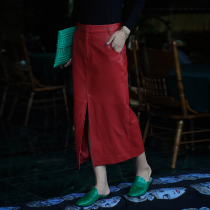 Big color New Zealand imported sheep leather big shirt leather hip long skirt leather women suit Autumn New