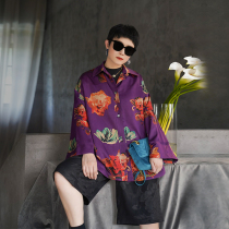 Elegant and trendy heavy satin cloud yarn mulberry silk shirt female real silk lining loose big code autumn short coat