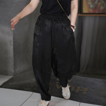 Take off the high heel shoe tightness waist high waist 100 hitch slim length pants female heavy satin cloud yarn Genuine Silk Tapered Pants 2 Color