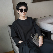 Wind Shangoyi Black is an attitude temperament commuter clothing Dress Imported Fabric Wool long dress Spring and autumn