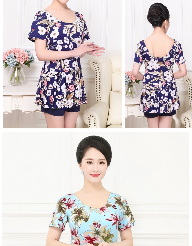 Bộ đồ bơi nữ mẹ trung niên dính liền bảo thủ che bụng thon gọn áo tắm nóng mùa xuân áo tắm cỡ lớn các loại đồ bơi cho nữ