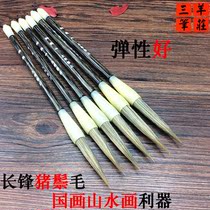 Four Treasures of the study zhang feng bristle brush painting landscape painting dedicated hard regular script method splash-ink freehand stone bird in the tree