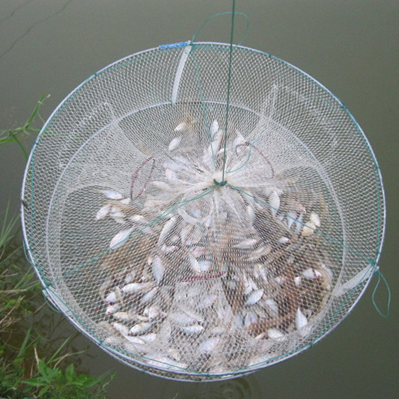 High quality 3-mouth white round fishing cage Shrimp Cage Shrimp Mesh Fishing Nets Fishing Nets Catch Shrimp Cage Buy 1 Send 1 Bait