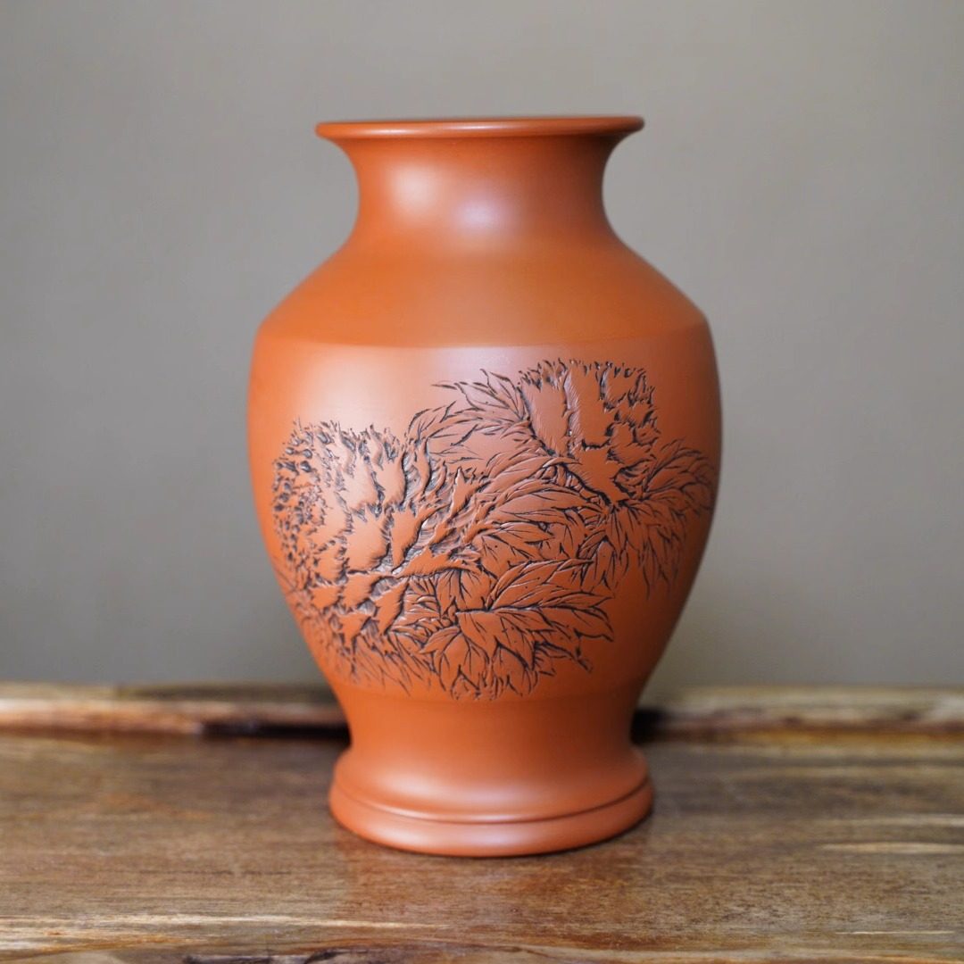 朱泥彫刻入 花生 常滑焼 都築陶元 花器 花瓶 IMG_6973.jpg?fit=600,600