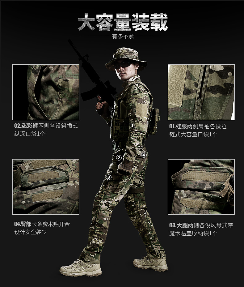 Cqb đích thực trang phục fan hâm mộ quân đội mùa hè nhanh khô quần áo ếch phù hợp với quần áo ngoài trời phù hợp với MC ngụy trang hai mảnh - Những người đam mê quân sự hàng may mặc / sản phẩm quạt quân đội giày sĩ quan cấp tướng