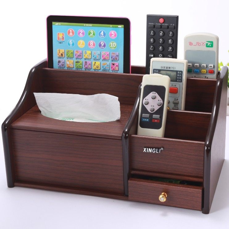 Paper towel box Wood Living room European-style Multi-functional desktop remote control containing box Home tea table napkin toilet paper box
