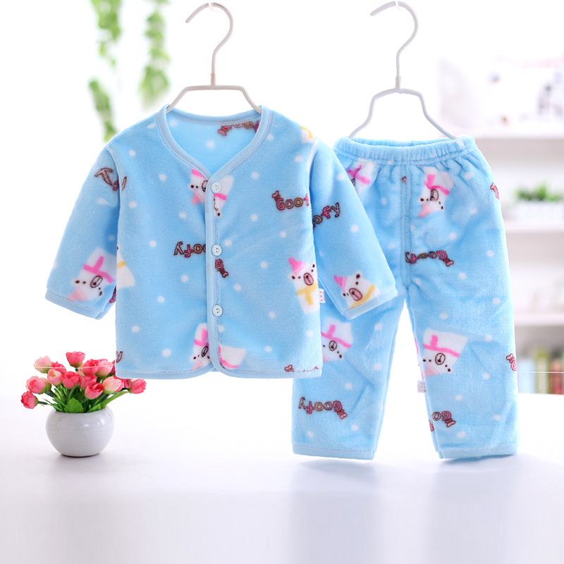 Childrens đồ ngủ mùa đông flannel cậu bé cô gái hô nhung bộ phim hoạt hình bé ấm nhà quần áo.