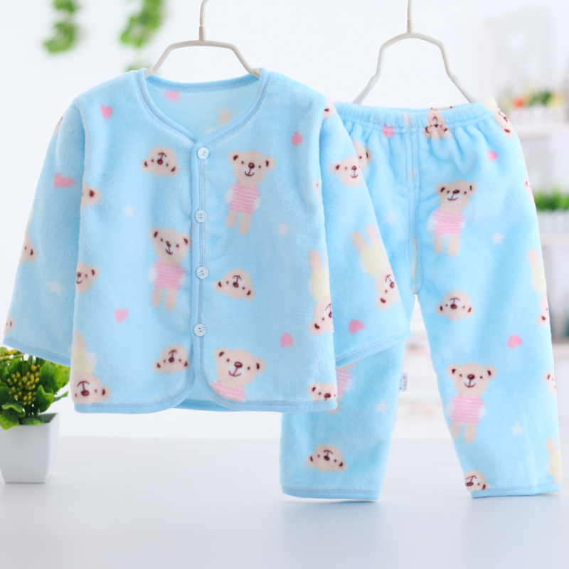 Childrens đồ ngủ mùa đông flannel cậu bé cô gái hô nhung bộ phim hoạt hình bé ấm nhà quần áo.