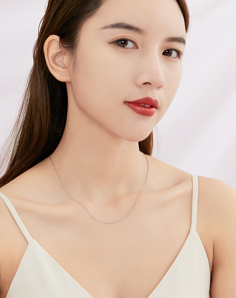 六福珠宝Pt950铂金项链女锁骨链白金满天星项链计价A03TBPN0005