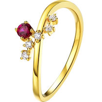Lukfook Jewelry Ruby Ring Fashion 18k Gold Diamond Closed Female Ring Color Gold Pricing cMDSKR0054Y