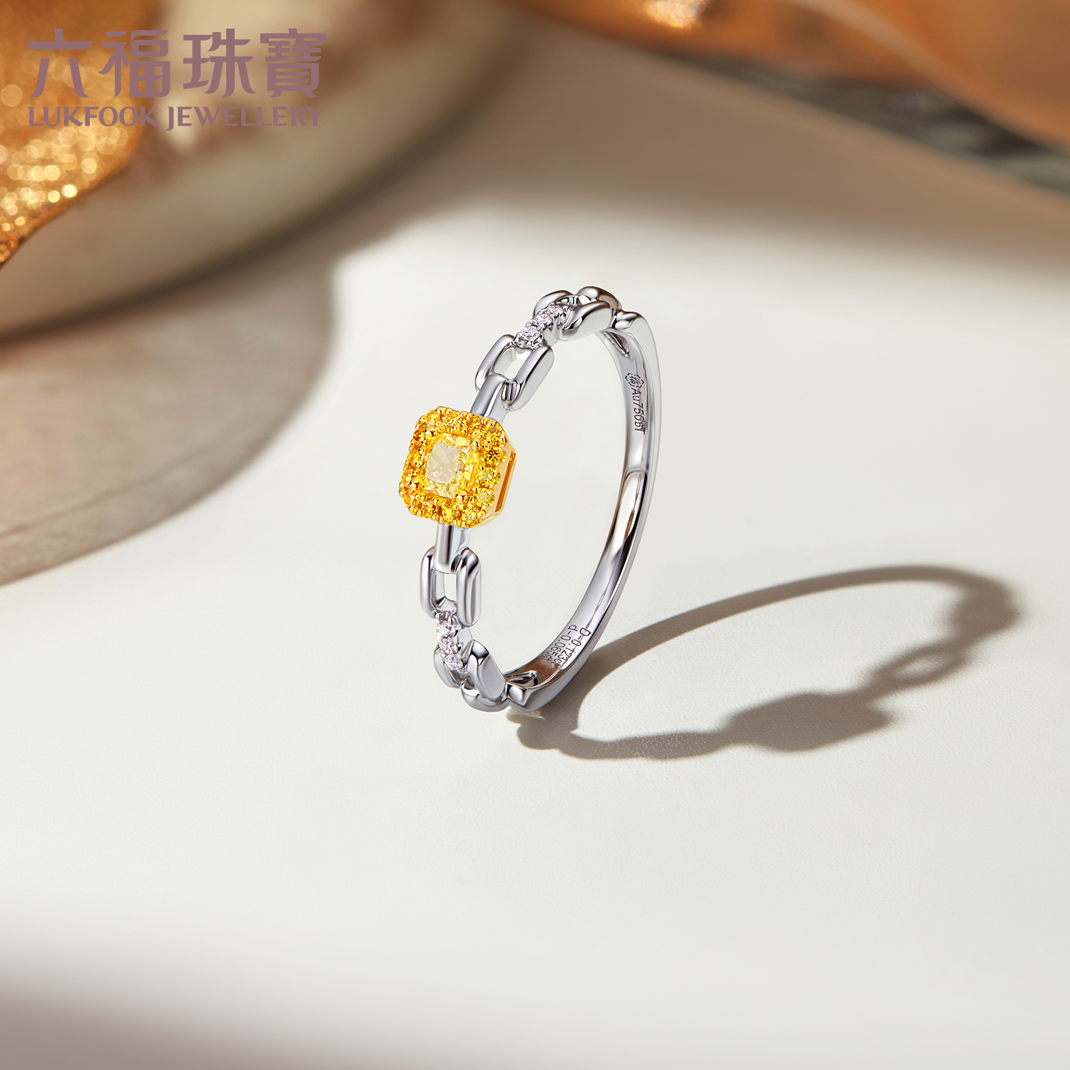 Six Foo Jewelry Chain Yellow Diamond Ring 18k Gold Diamond Ring Female Wedding Gift Pricing bTDSKR0010YW-Taobao