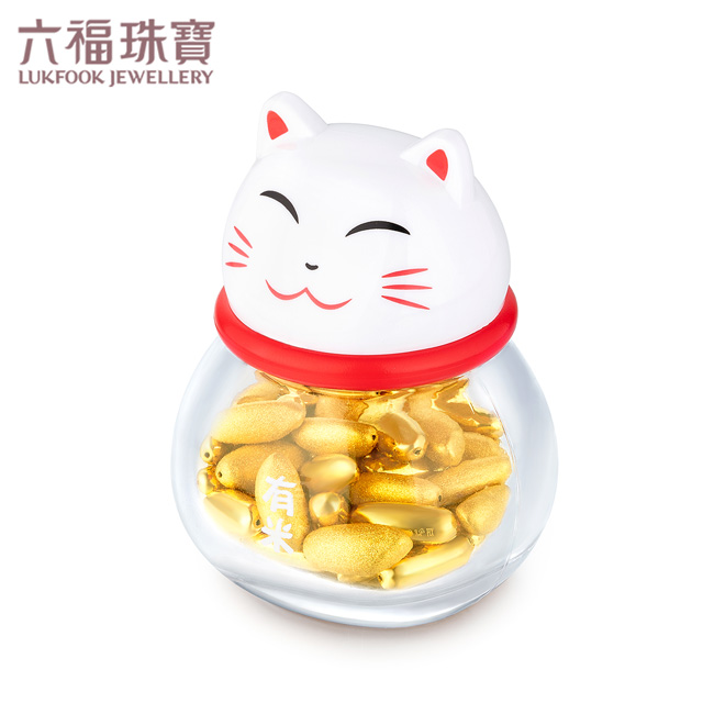 六福运财猫黄金摆件足金瓜子饰品3d硬金单粒装定价L01A1TBA0002