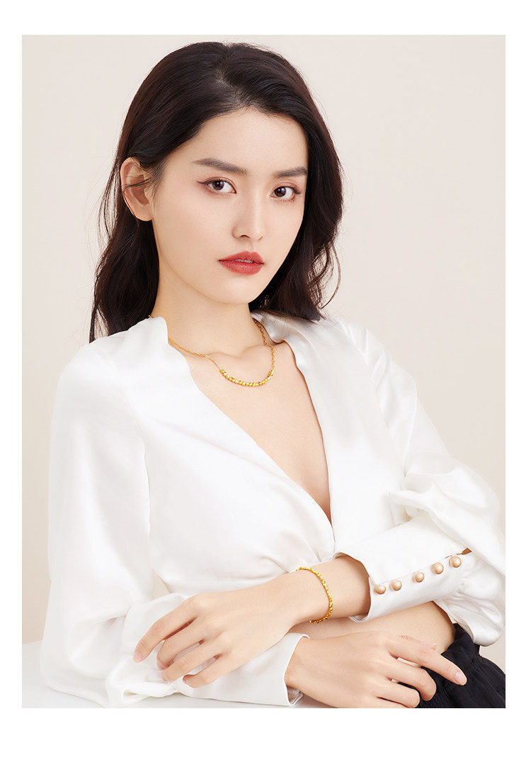 【店庆特惠】六福珠宝蹦迪珠黄金手链女时尚5G光影金足金手链计价L19TBGB0001【1V1直播看货】