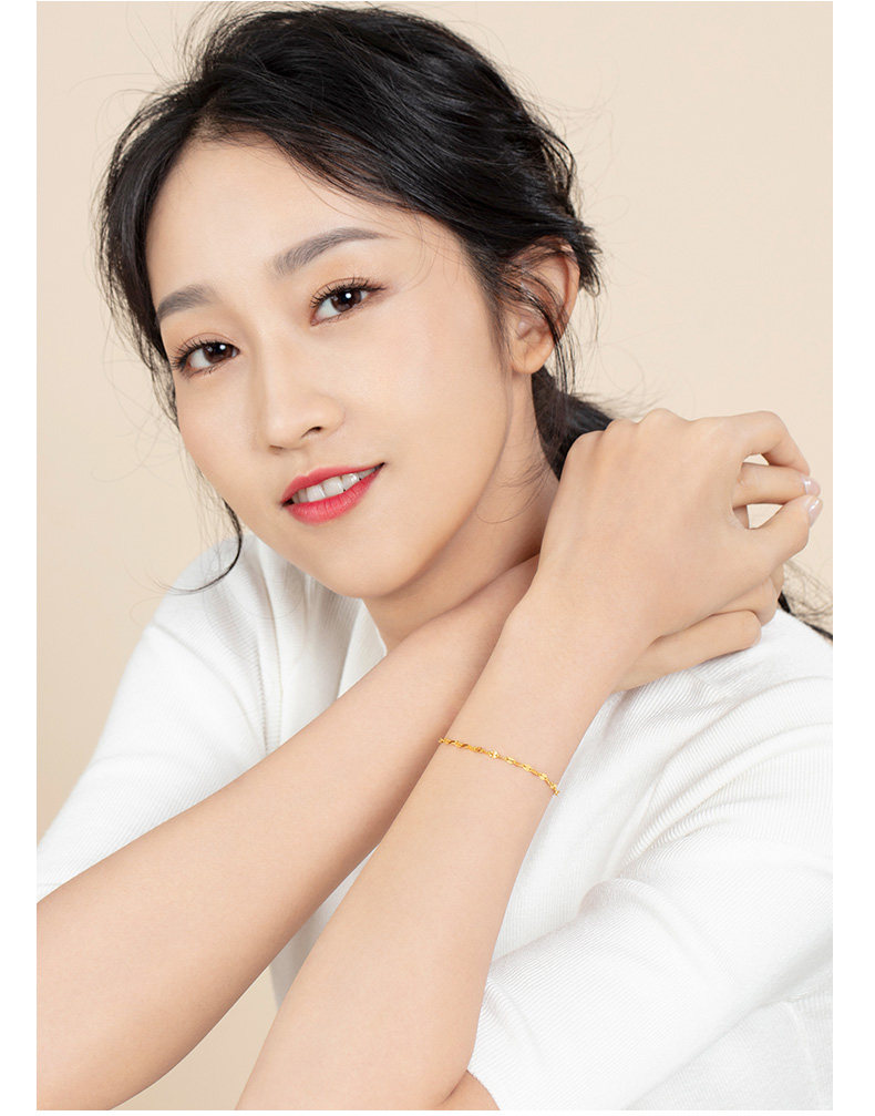 六福珠宝首饰黄金手链女款足金手饰金手链礼物计价B01TBGB0006