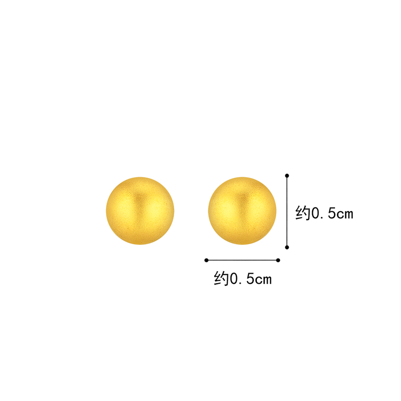 六福珠宝福满传家圆珠黄金耳钉女足金耳饰小豆豆计价L07TBGE0006B