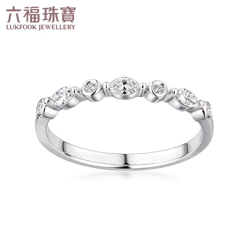六福珠宝 Geometric wedding ring, simple and elegant design, 750 sample gold