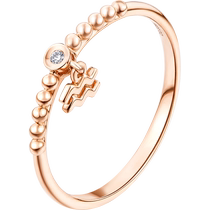 Lukfook Jewelry Twelve Constellations Series Aquarius 18K Gold Diamond Ring Women’s Color Gold Ring Pricing N065