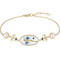 Lukfook Jewelry Iris Sapphire Bracelet Enamel Craftsman 18k Gold Pearl Bracelet Pricing cMDSKB0016Y