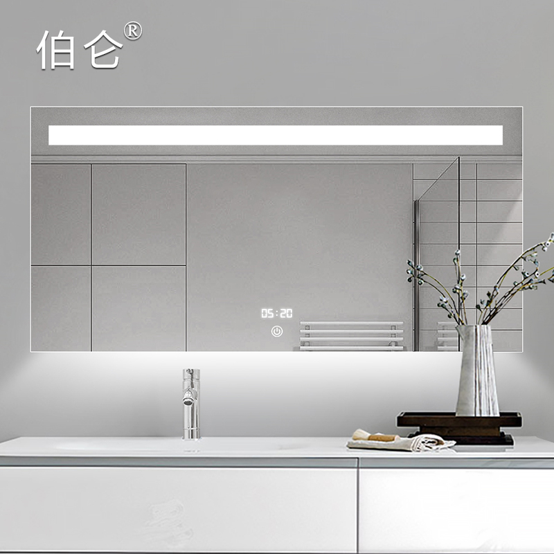 Smart Light Lavish Bathroom Mirror Makeup Room With Light Hotel Goggle Sub Bathroom Bathroom Wall-mounted with backbox explosion-proof mirror