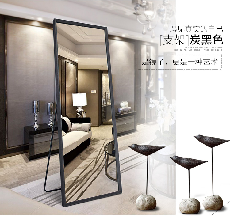 Gương chống cháy nổ rắn gương Bắc Âu gương chiều dài đầy đủ gương phù hợp gương đơn giản cửa hàng quần áo gương di chuyển gương tường - Gương gương soi toàn thân khung gỗ