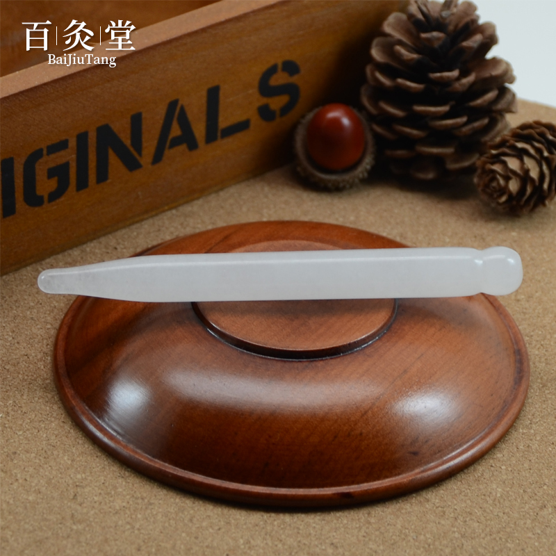 Natural jade white jade beauty massage stick acupuncture stick scraping board crystal rib stick facial dial stick pull