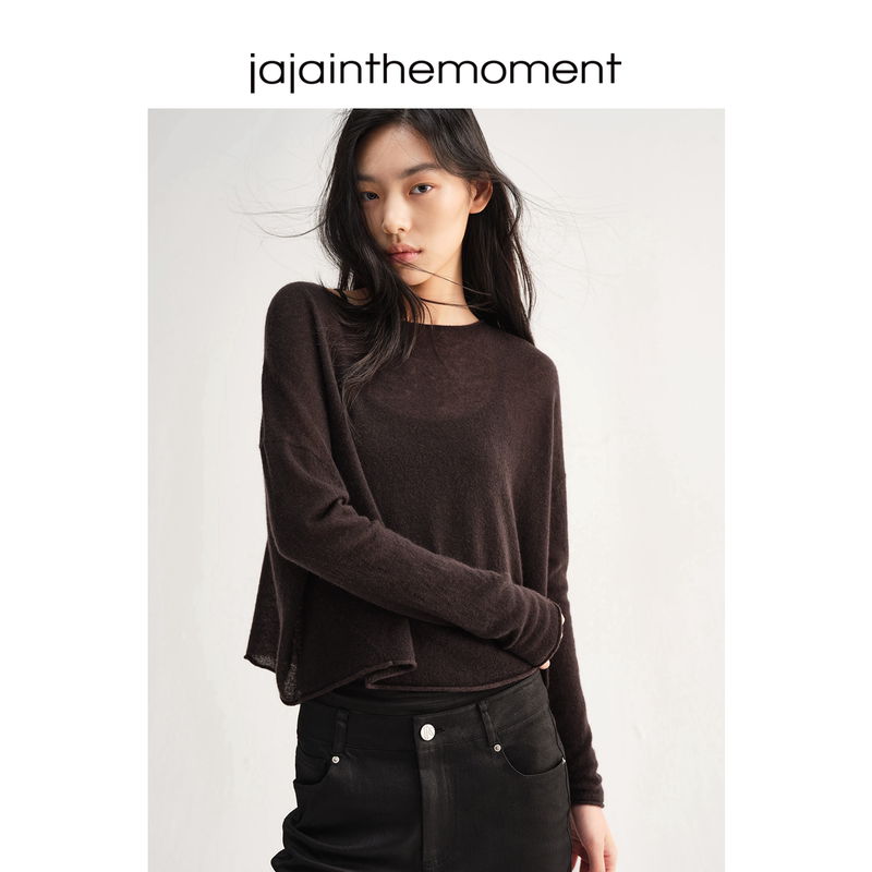 Jaja Australian Cashmere Wool Skin-Friendly Lazy and Airy Off-Shoulder Blouse Sw080016