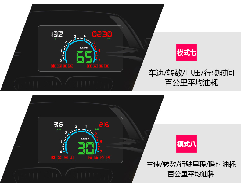Xe hud đứng lên hiển thị xe hơi tốc độ tiêu thụ nhiên liệu đồng hồ đo nhiệt độ nước đồng hồ đo tốc độ kỹ thuật số xe chiếu - Âm thanh xe hơi / Xe điện tử loa ô tô