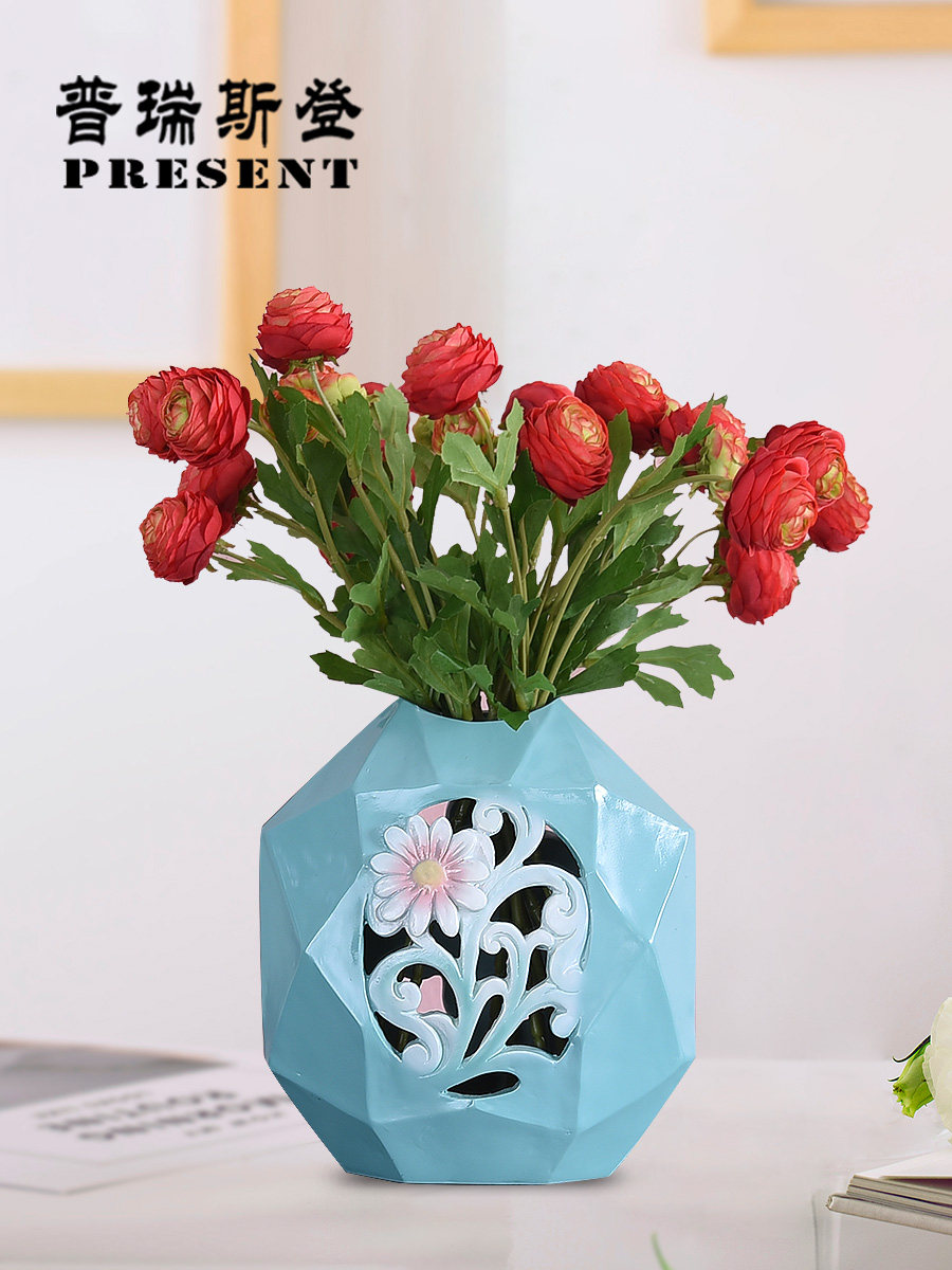 Polygonal creative geometric vase set Light luxury vase ornaments Living room flower arrangement Dried flower decorations Dining room decoration