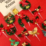 Рождественский торт декоративный рождественский круг круга -в рождественской елости лист снеговик Санта -Санта -Санта -Санта -Аккаунт