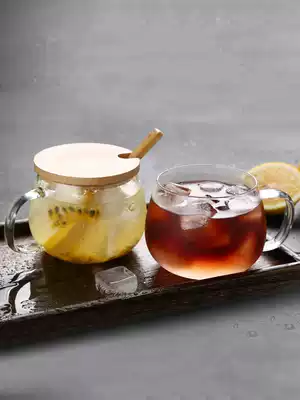 Japanese heat-resistant glass breakfast Milk Cup coffee cup juice Milk Cup with lid spoon yogurt cup fruit cup