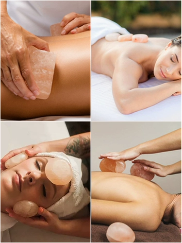 Гималайская розовая соль соль массаж камень красоты салон здоровья спа -салон массаж эфирного масла Горячие сжатые камни расслабляются и распадаются