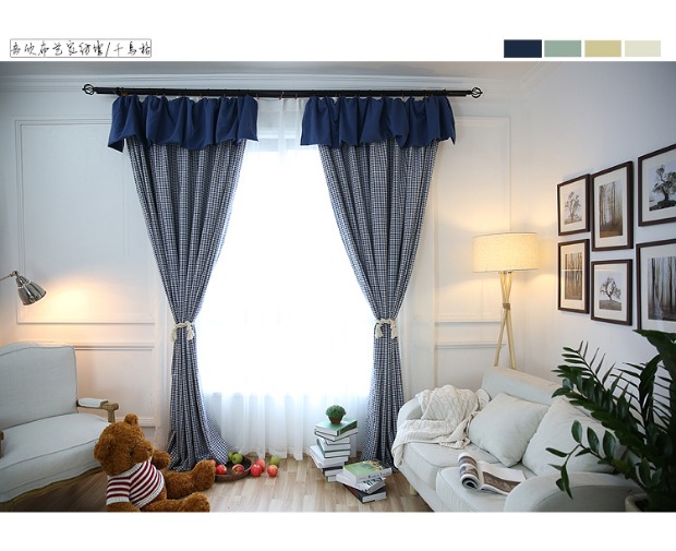 Màu xanh mới Rèm cửa Trung Quốc Phong cách Mỹ Phòng khách Bắc Âu Phòng ngủ Bay Window Hoàn thành Sản phẩm Tùy chỉnh Hiện đại Đơn giản Jacquard Retro - Phụ kiện rèm cửa móc treo rèm