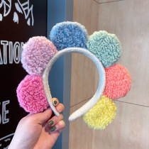 fg270 face hair hoop color New simple Joker plush sunflower hair hoop hairband home pressure hair