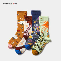 French Socks Goddess Tide Socks Original Juku Elegant Male God Jacquard Mesh Red Street Skateboard Sesame Jacquard and American Wind