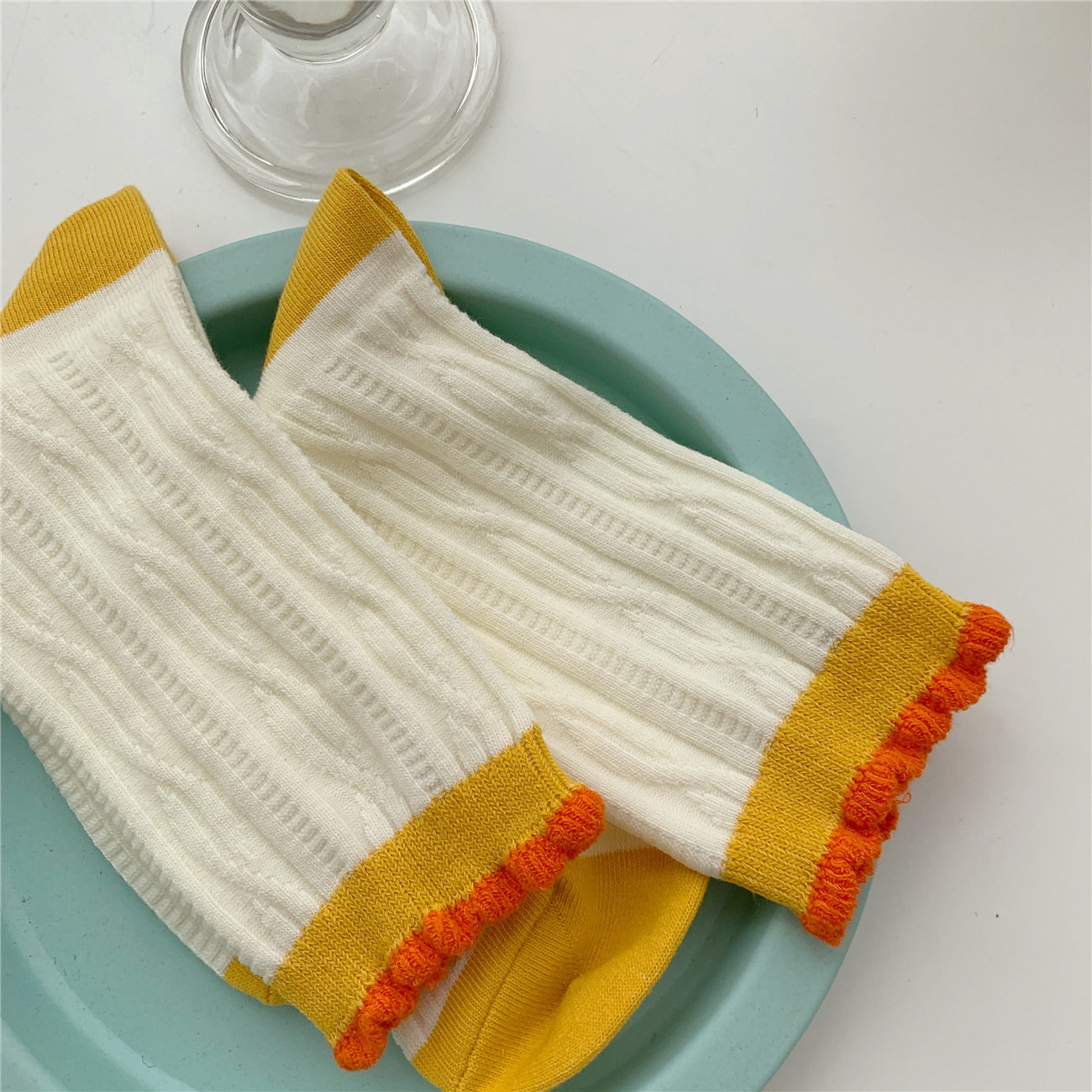 IOULOR2021 New Bubble Stomping Socks Children Spring Summer Hemp Flower Pattern Bubble Socks Women's Day Department Bicolor Tide Socks