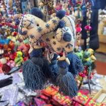 Thai fabric handmade elephant cat puppet bag hanging bell creative Chiang Mai night market key woven embroidery ins style