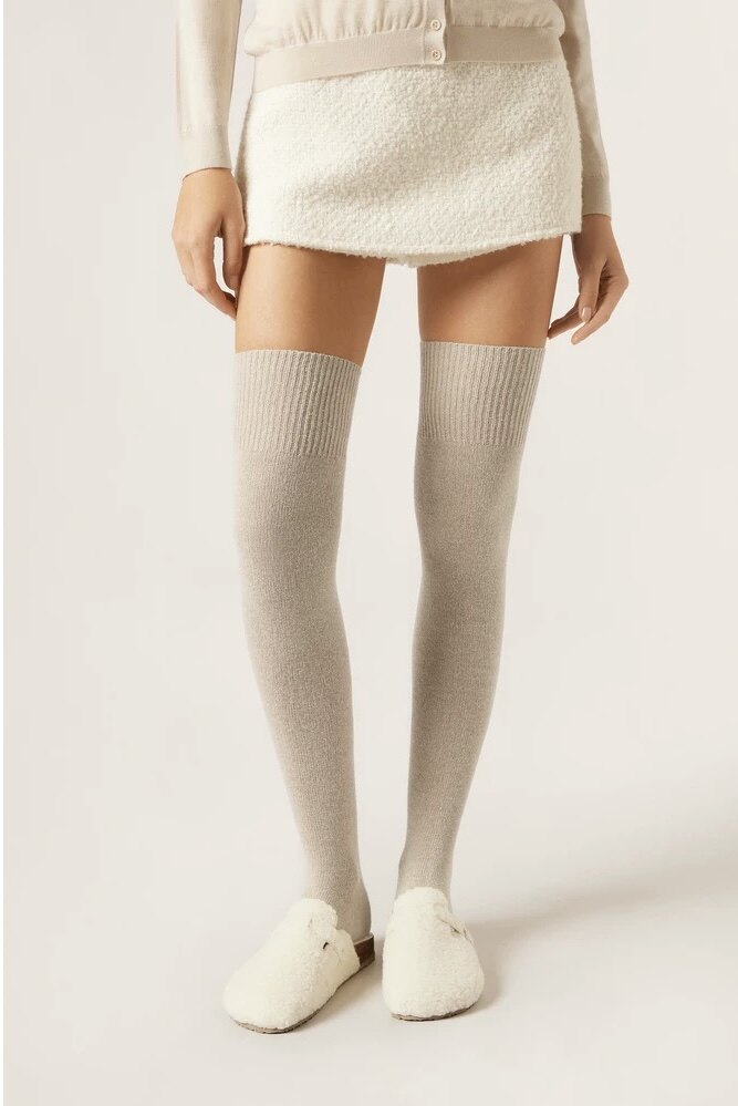 колготки / чулки дна calzedonia25秋冬新女含7%山羊绒保暖过膝袜jk袜长筒袜dl0404