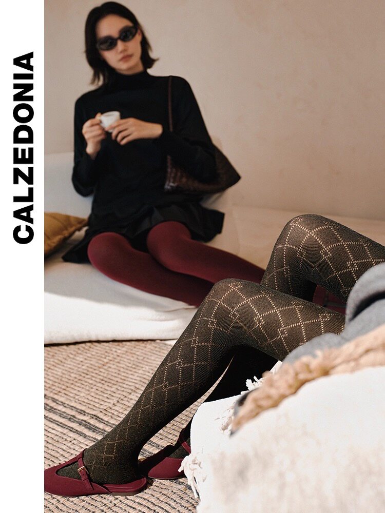 колготки / чулки дна calzedonia25秋冬新女菱格含羊绒保暖裤袜丝袜modc2181
