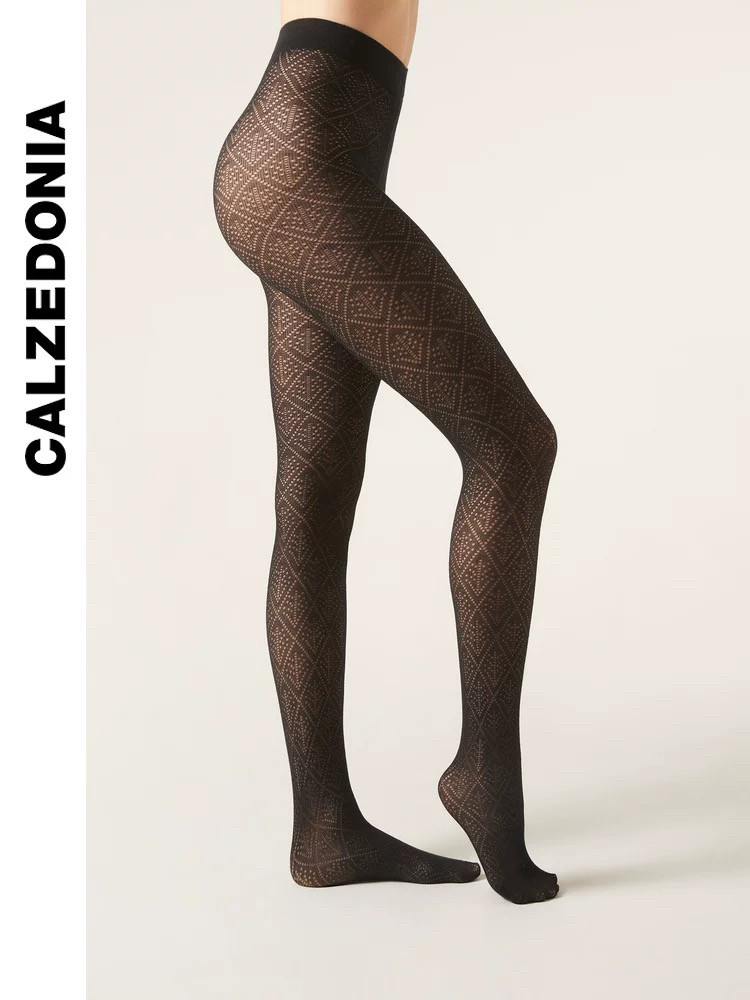 колготки / чулки дна calzedonia24秋冬新女保暖菱形镂花含羊绒裤袜modc2099