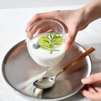  ins hot sale sanding stainless steel double-layer round plate Breakfast plate shooting props Nordic stainless steel plate