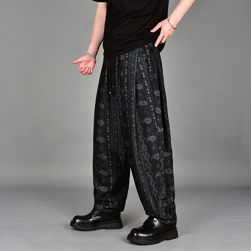 Summer Paisley Drape Loose Plus-Size Casual Wide-Leg Long Pants Men's Ethnic Style Printed Harem Straight-Leg Scimitar Pants Summer Paisley Drape Loose Plus-Size Casual Wide-Leg Long Pants Men's Ethnic Style Printed Harem Straight-Leg Scimitar Pants