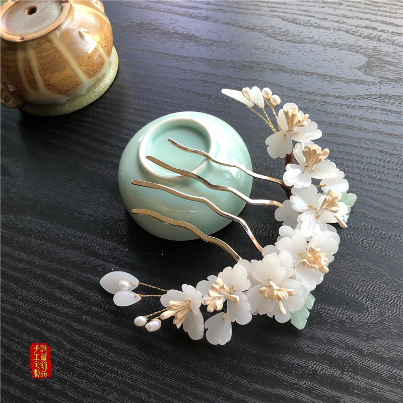 Classic style hairpin, four-tooth comb, glass hairpin, flower hair crown, top crown, princess-style super fairy hairpin