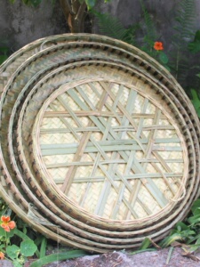 Reinforced Bamboo Woven Dustpan Bamboo Plaque without Holes Handmade Sichuan Large round Dustpan Drying Dry Goods Bamboo