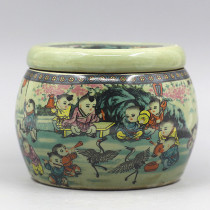 Tongzhi Pastel Group of Babies in the Qing Dynasty Cricket Jar Jingdezhen Antique Porcelain Collection Old Goods Used Antiques