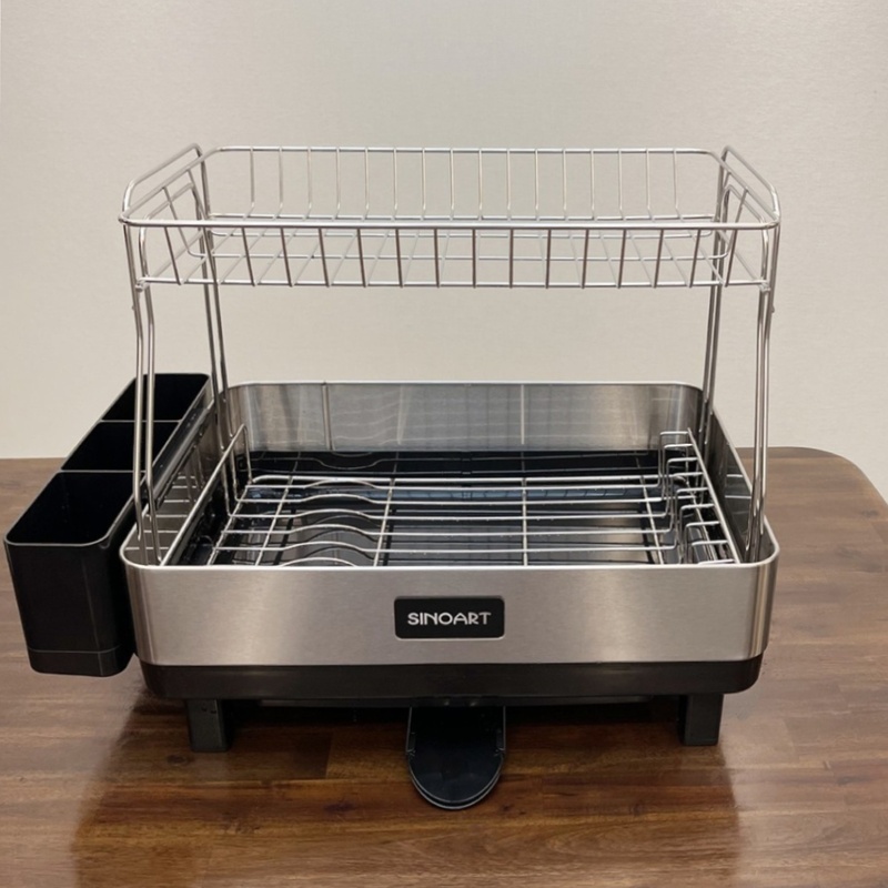 Exported to Korea~ Korean-Style Double-Layer Draining Bowl Rack with Direct Drainage, Large Capacity Chopstick Holder, Knife Holder, Kitchen Stainless Steel Bowl Rack