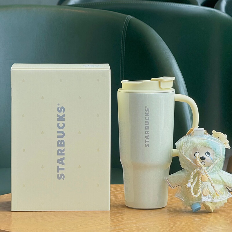 Starbucks Mood Weather Station Creamy Yellow Large Capacity Car-Mounted Stainless Steel Double-Drink Port Cup Portable Outdoor Travel Cup Starbucks Mood Weather Station Creamy Yellow Large Capacity Car-Mounted Stainless Steel Double-Drink Port Cup Portable Outdoor Travel Cup