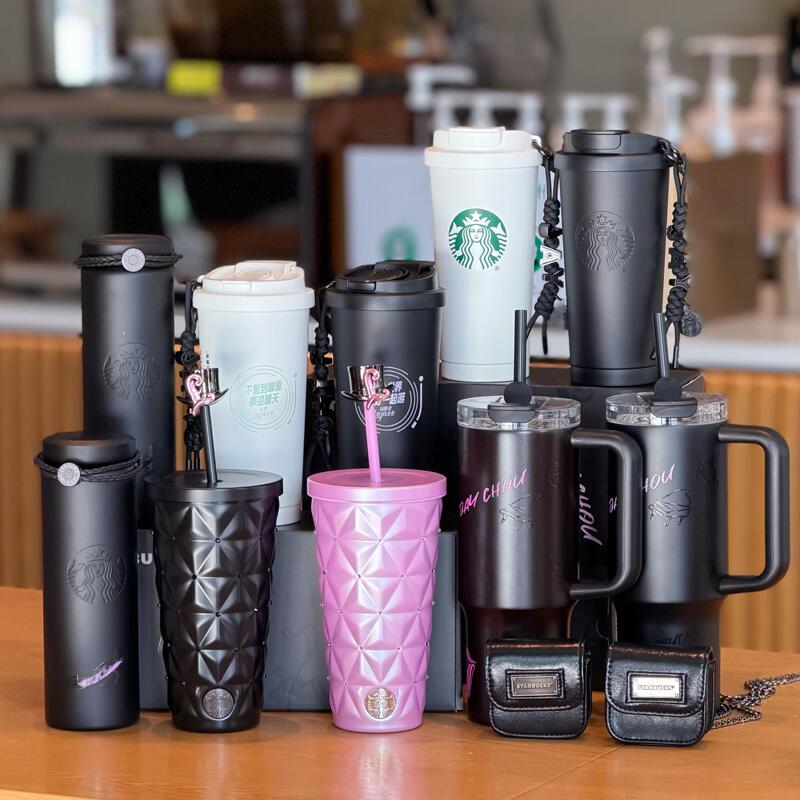 Starbucks Coffee Prelude Jay Jay Chou Lyrics and Notes Trendy Cool Black Stainless Steel Straw Insulated Travel Cup